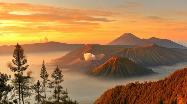Breathtaking sunrise over mount bromo east java indonesia nature photography serene landscape panoramic view