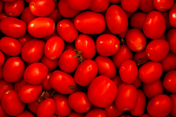 Close-up of fresh, ripe tomatoes.