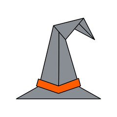 Origami Witch Hat Halloween Illustration 