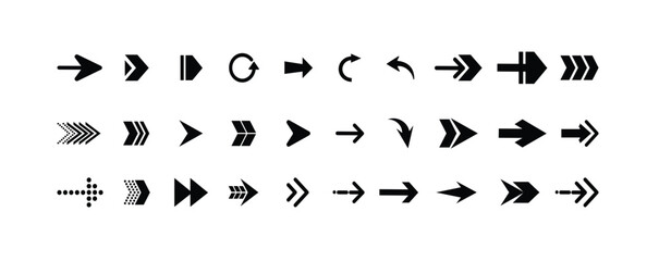 Arrow icon black business sticker direction symbol vector set, Arrow icon set isolated on white background
vector illustration.
