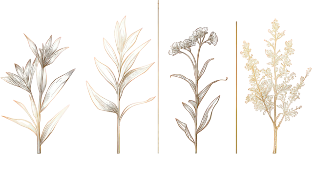 Collection Of Silhouettes Of Plants