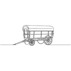 Vintage horse-drawn wagon illustration in minimalist style  