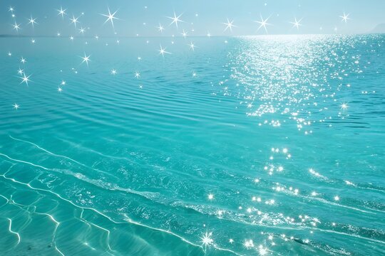 Sparkling turquoise water surface with sunlit ripples and reflections - Powered by Adobe