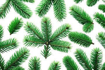 Fresh Green Pine Branches Arranged in a Pattern Perfect for Christmas or Winter Designs Isolated on Transparent Background on transparent