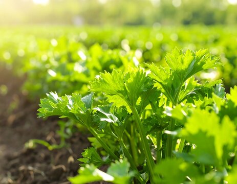 Celery plants in a field