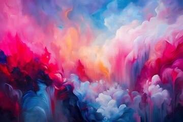 Fototapeta premium Vibrant abstract explosion of pink blue and orange hues