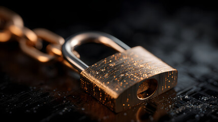 Cyber security network and data protection technology on interface Ai security Block chain Digital padlock Online internet authorized access against cyber attack Business data privacy : Generative AI