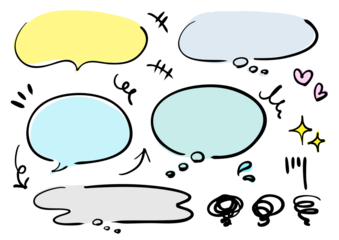 手書きの吹き出しと漫符のあしらいセット