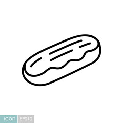 Classic French Eclair Pastry Vector Line Icon