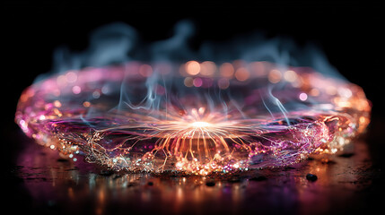 Colorful Circular Light Effect Tech Abstract Background Design