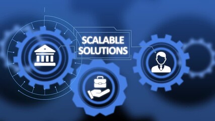 Blue gears with scalable solutions text concept for business and technology services