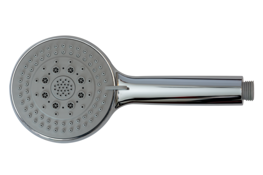 Modern Chrome Shower Head with Multiple Spray Settings Isolated on Transparent Background, png