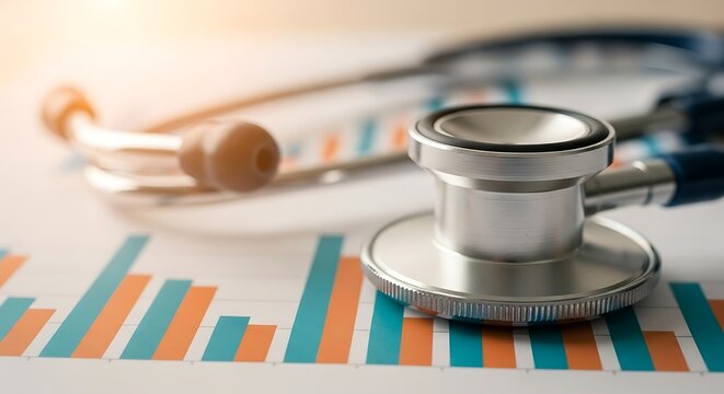 Stethoscope on financial chart symbolizing healthcare industry performance
