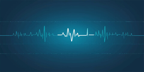 Naklejka premium Green medical heartbeat line on a monitor, an EKG wave of a pulse