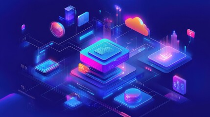 A hybrid cloud integration architecture within a data center, illustrating the seamless integration between on-premises infrastructure and cloud solutions.