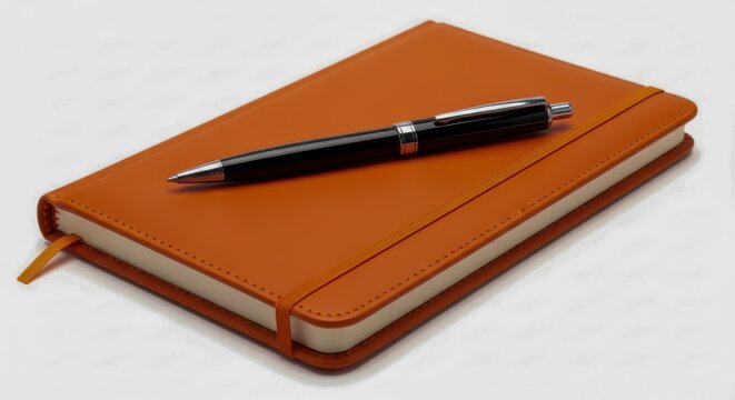 Elegant tan leather notebook with stylish pen ready for notes