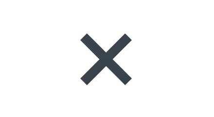 Obraz premium A minimalist dark gray X symbol, representing a cross, multiplication, or close icon, isolated on a clean white background.