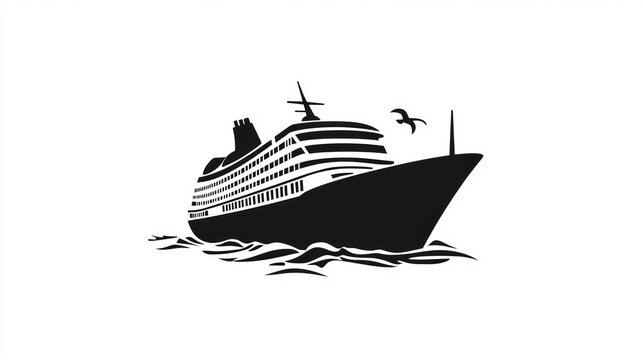 Silhouette cruise ship at sea - Powered by Adobe