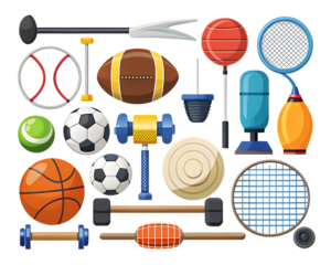 Sport equipment clipart flat design icon  isolated on white background ,PNG. AI Generated