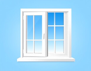 Obraz premium White window on light blue background