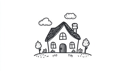Cute hand drawn house illustration