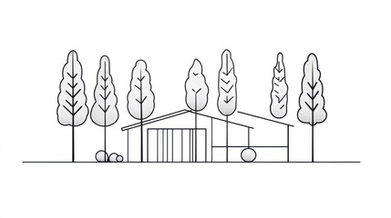 Simple forest house illustration