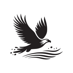 eagle flying from water vector silhouette clip art logo design illustration