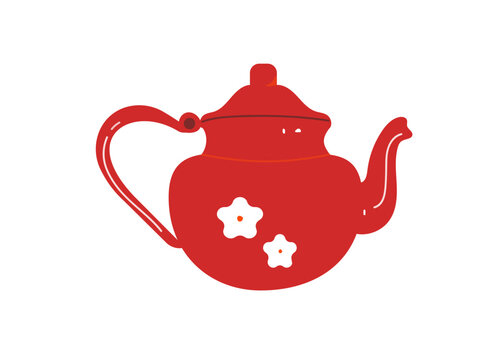 Vector illustration of red teapot isolated in white