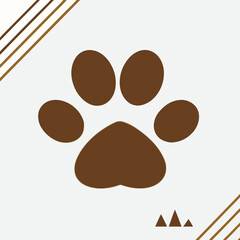 Brown paw print with decorative stripes and triangles
