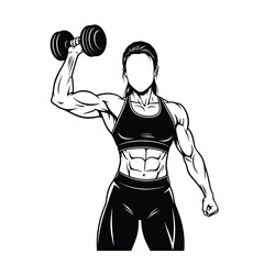 Muscular woman lifting dumbbell strength training fitness workout sport exercise art silhouette