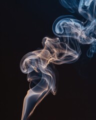 Abstract Smoke Swirls Against Black Background, Artistic Design.