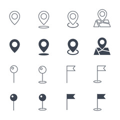 Location Icon Set with Sign and Symbol