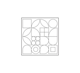 Minimalist geometric artwork poster with simple shapes and figures. Abstract vector pattern design, business presentation, branding package, fabric print, wallpaper. white background