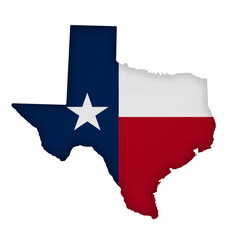 raw macro image Texas flag, red white blue stripes, white background, studio stock image. 