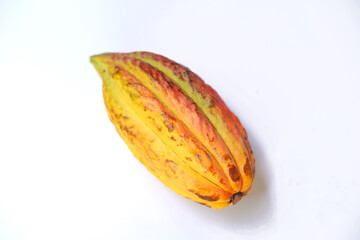 Yellow cocoa on a white background