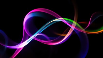 Abstract colorful light trails on black background create a dynamic design