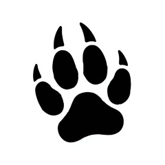 Wolf Paw Print Illustration on White

