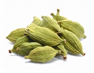 close up of dried cardamom isolated on white