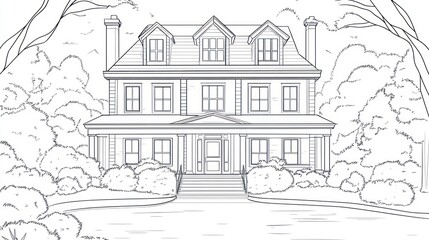Obraz premium Monochrome house illustration