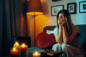 Sad Unhappy Woman Suffering After a Breakup. Upset stressed lady worrying about being alone after...