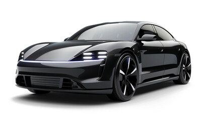 Electric car in concept, EV car isolated on white background