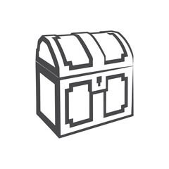 Gray outlined treasure chest on a white background