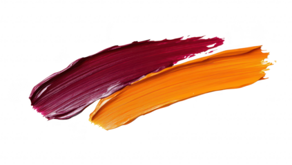 A composition of rich burgundy and bright orange paint strokes on a clean white background. artistic creativity and color blending. ideal for design and art projects