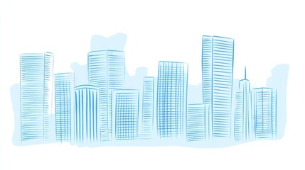Fototapeta premium Cityscape drawing light blue