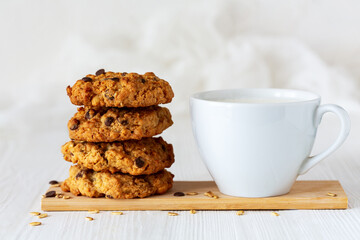 Cozy Oatmeal Cookies And Milk Cup.