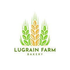 Wheat logo minimalist vintage isolated on white background. Round emblem with ears silhouette. Label template for farm with wheat. Vector Illustration