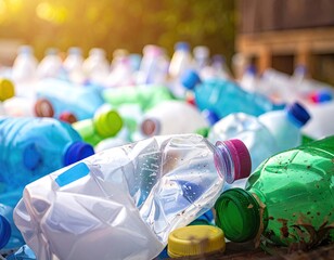 Plastic Pollution Environmental Concerns Pile of Discarded Bottles