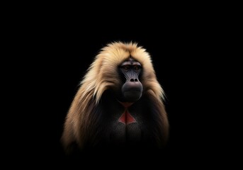 Fototapeta premium Mandrill portrait against dark background
