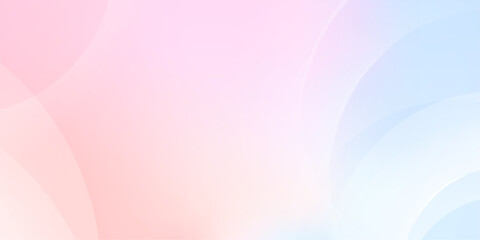 Pastel pink and blue blur backdrop with transparent shapes sphere. Light gradient vector banner. Background abstract purple sky. Soft blurred light bg. Pastel gradation water cover design