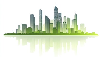 Fototapeta premium Green city skyline silhouette